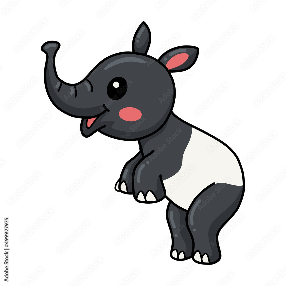 Cute little tapir cartoon standing