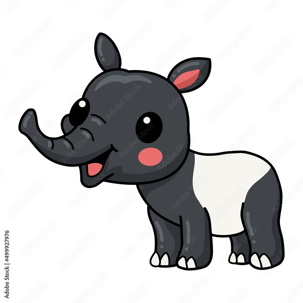 Cute little tapir cartoon character