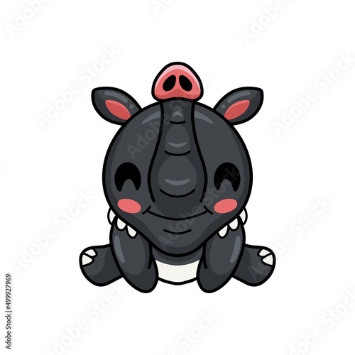 Cute little tapir cartoon lying down
