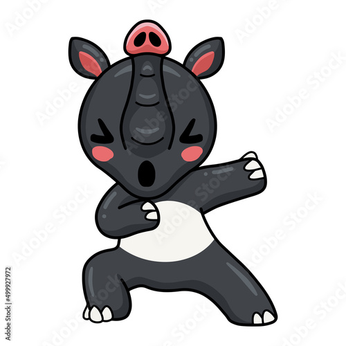 Fototapeta Naklejka Na Ścianę i Meble -  Cute little tapir cartoon dancing