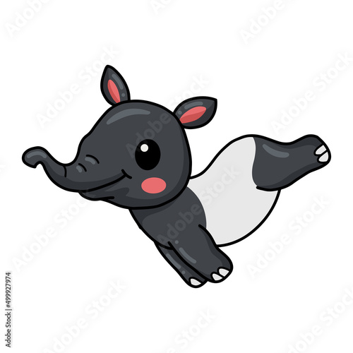 Cute little tapir cartoon running
