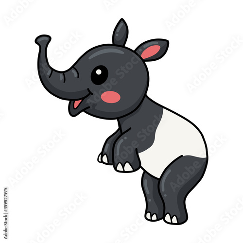 Cute little tapir cartoon standing