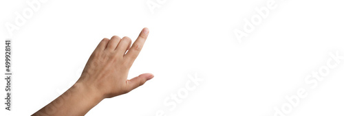 Fototapeta hand pointing finger on a white background