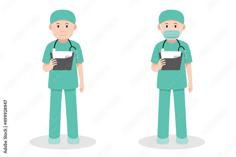 Surgeon reading patient's health records