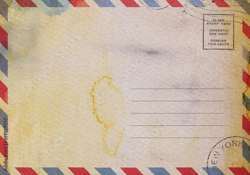 Backside of blank postcard with dirty stain