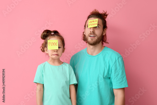 Funny man and her little da...