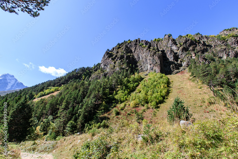 Scenic rocks of the Caucasus near Elbrus Russia