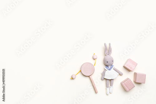 Wooden cubes with baby toys...