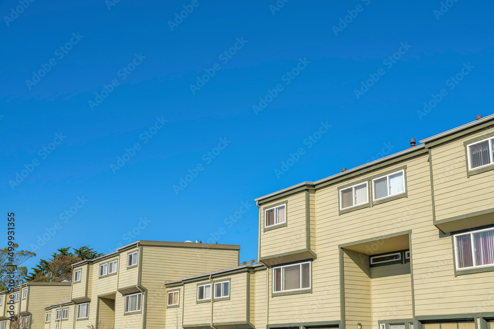 Row of complex townhomes in San Francisco, California