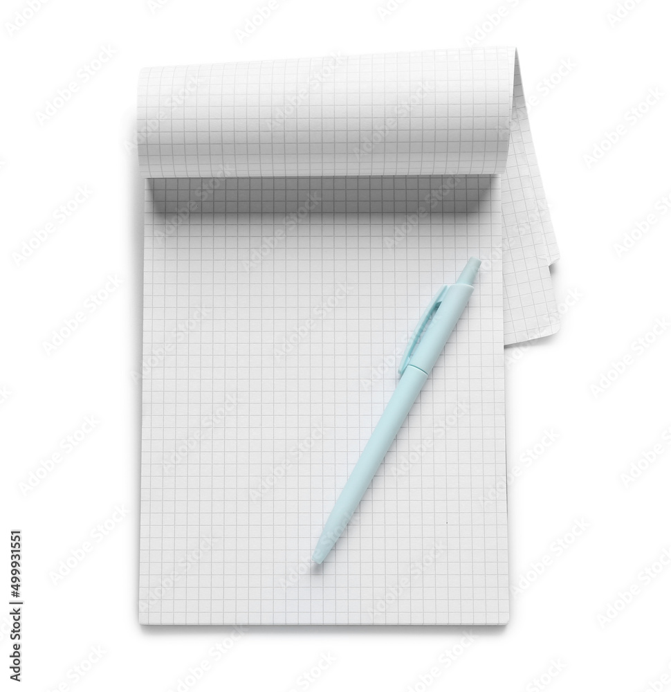 Notebook and pen isolated on white Notebook and pen isolated on white