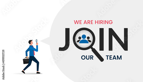 We're hiring concept. Minimal business recruiting announcement vector illustration.