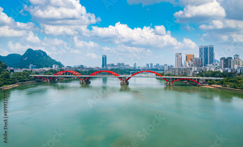 Urban environment of Wenhui Bridge in Liuzhou, Guangxi, China © Weiming