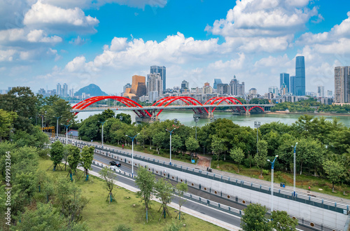 Urban environment of Wenhui Bridge in Liuzhou, Guangxi, China photo