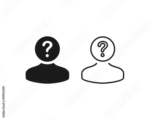 User profile with question icon. Unknown person, suspect concept. Vector illustration