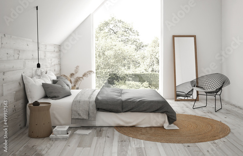 Visualisation of moder bedroom in light colors