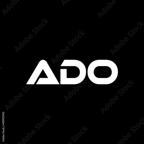 ADO letter logo design with black background in illustrator, vector logo modern alphabet font overlap style. calligraphy designs for logo, Poster, Invitation, etc. photo