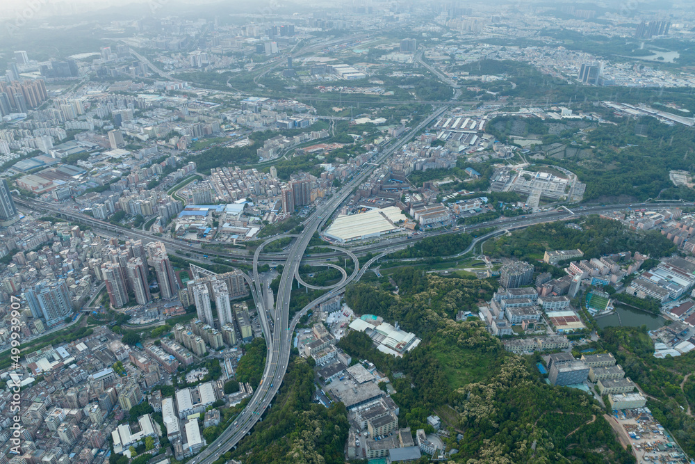 Aerial view of landscape in Shenzhen city, China