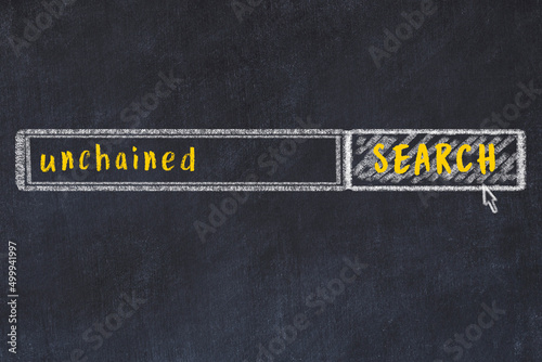 Chalk sketch of browser window with search form and inscription unchained photo