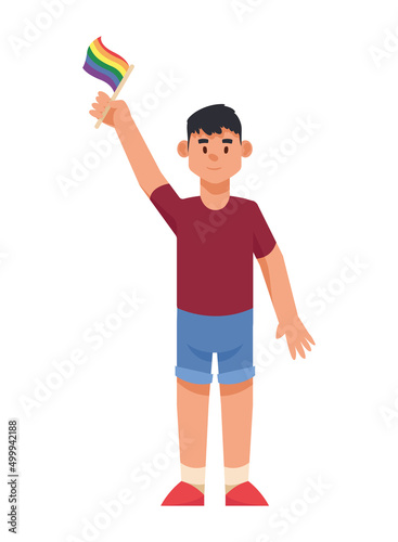 gay with lgtbiq flag waving