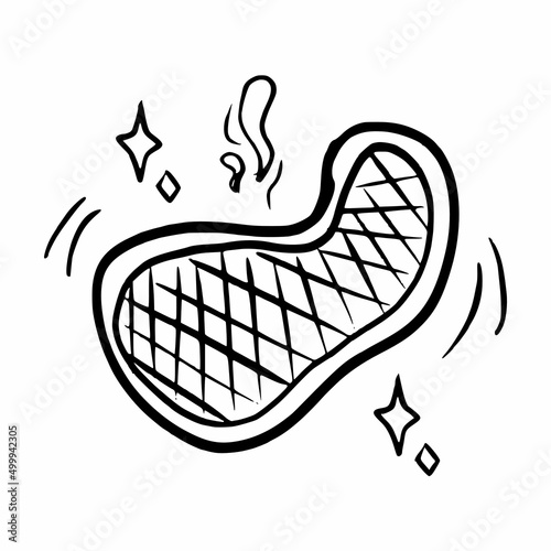 top of view grilled beef steak hand drawn vector illustration icon for coloring book and restaurant business