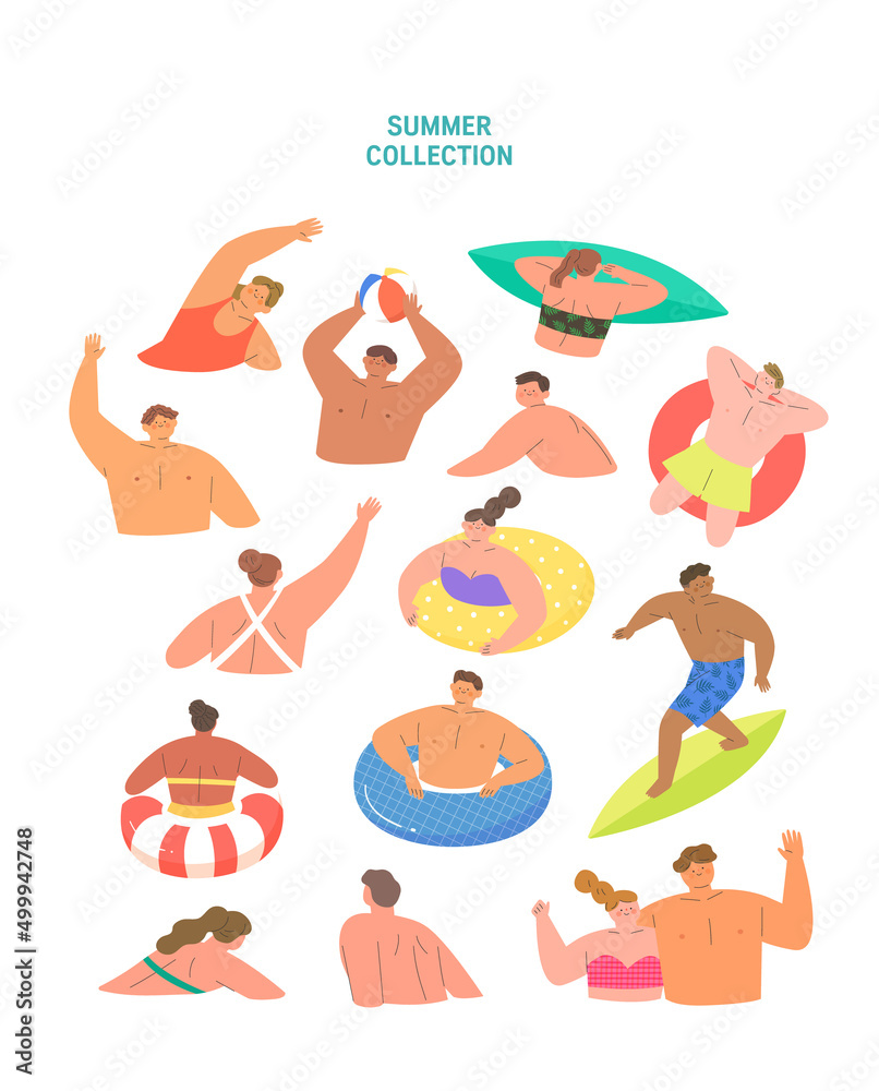 Summer sets collection. Vector illustration of summer symbols

