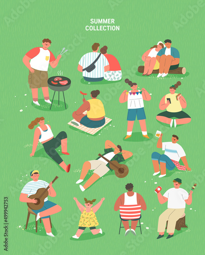 Summer sets collection. Vector illustration of summer symbols
