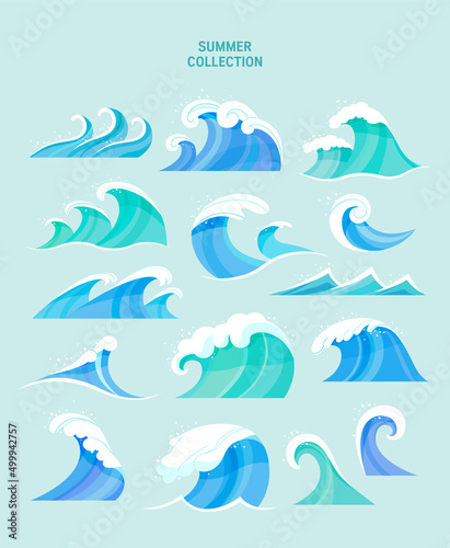 Summer sets collection. Vector illustration of summer symbols 