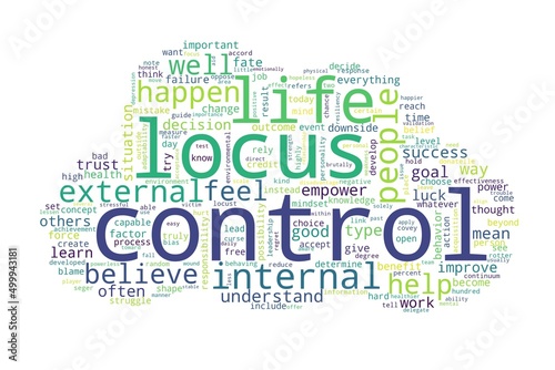 Word tag cloud on white background. Concept of control