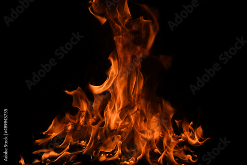 Fotografie, Obraz Texture of fire on a black background