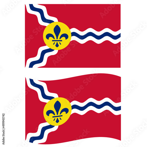 Saint Louis City Flag. Flag of St. Louis, Missouri, USA. Saint Louis flag waving. flat style.