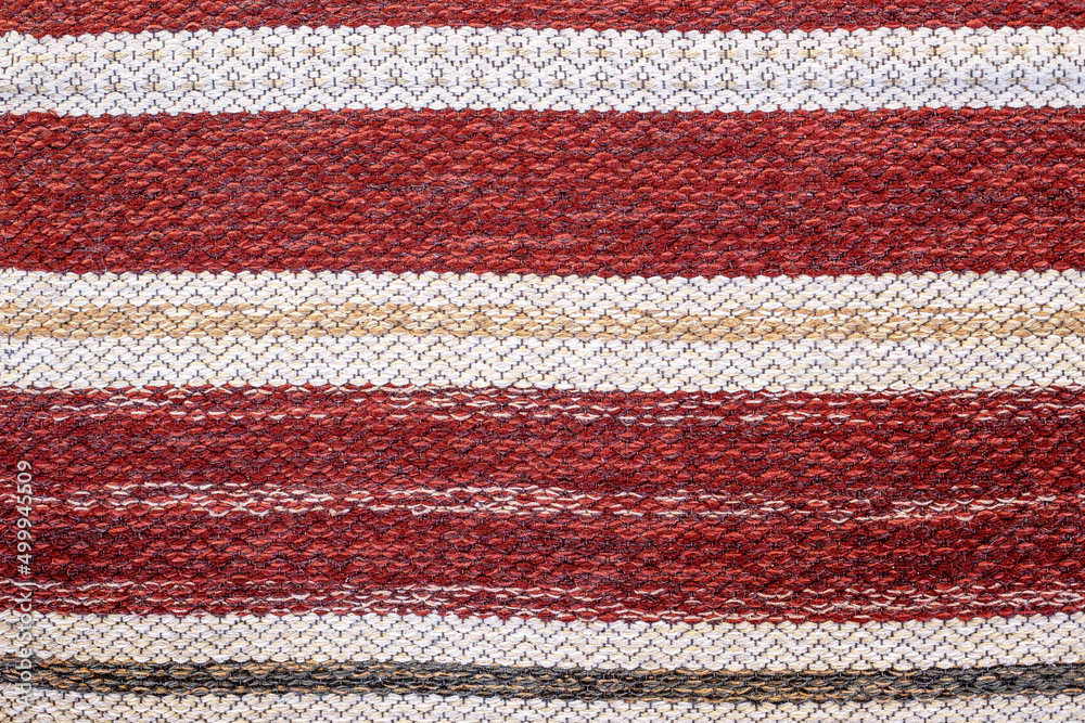 Traditional woven rug red and white. rustic mat Traditional woven rug red and white. rustic mat
