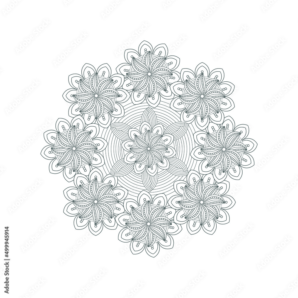 Naklejka premium Colouring page of beautiful flowers for adults and kids in monochrome colour with white background