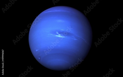 Planet Neptune with a big spot on his atmosphere. Elements of this image were furnished by NASA.