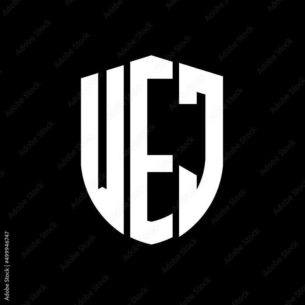 WEJ letter logo design. WEJ modern letter logo with black background. WEJ creative  letter logo. simple and modern letter logo. vector logo modern alphabet font overlap style. Initial letters WEJ  - obrazy, fototapety, plakaty 