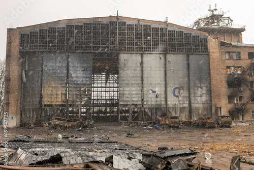 war destroyed on Ukraine airport by russian troops photo