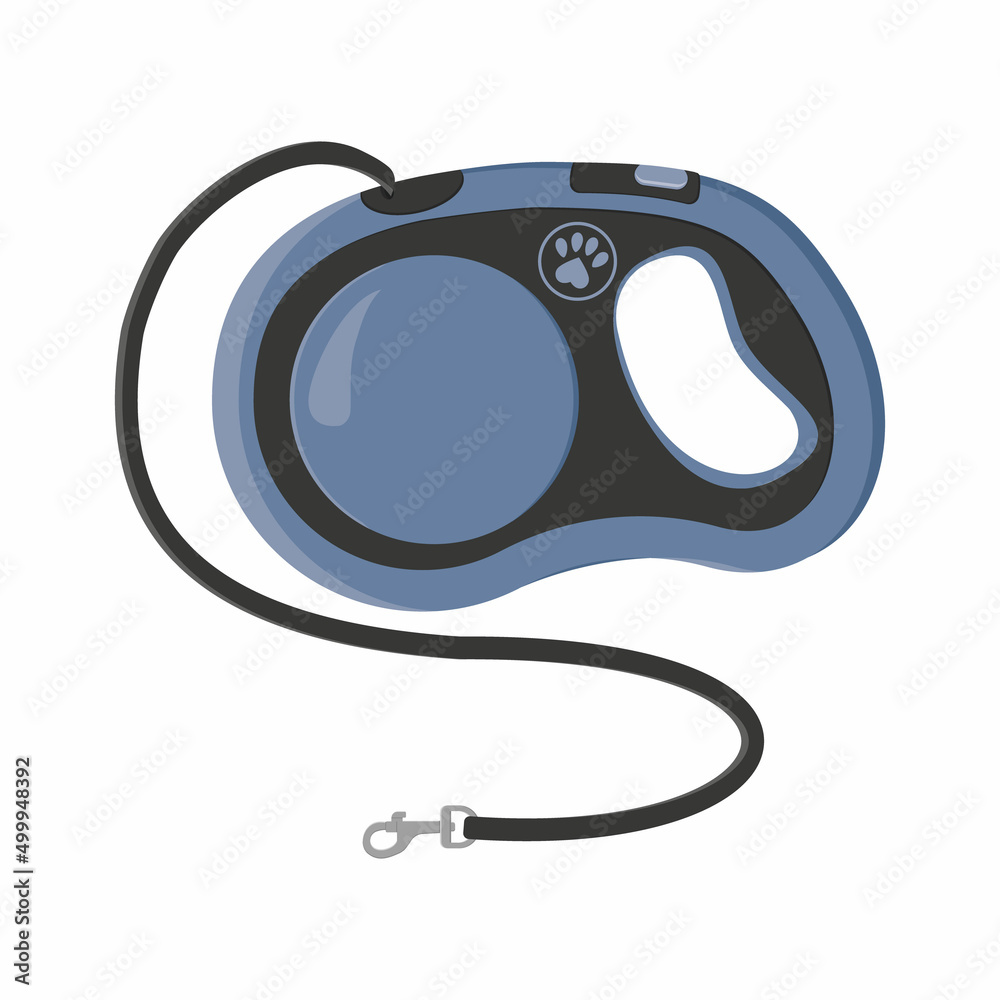 A roulette leash for a dog. An accessory for animals. Cartoon illustration isolated on a white background. A roulette leash for a dog. An accessory for animals. Cartoon illustration isolated on a white background.