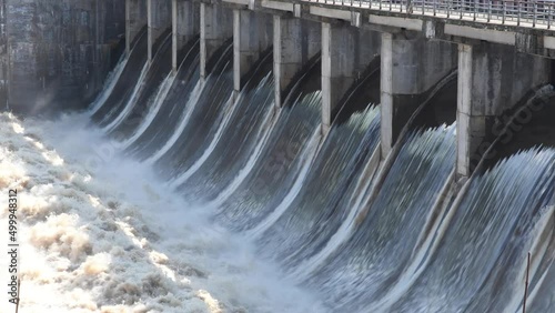 Hydroelectric power station using an energy source for the movement of river water. Conversion of water flow energy into electrical energy.