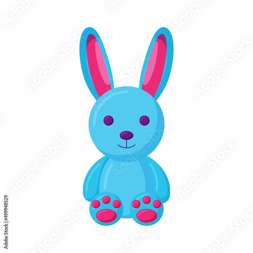Bunny baby toy. Vector. Rabbit, hare icon. Kid toy isolated on white background in flat design. Cartoon illustration.
