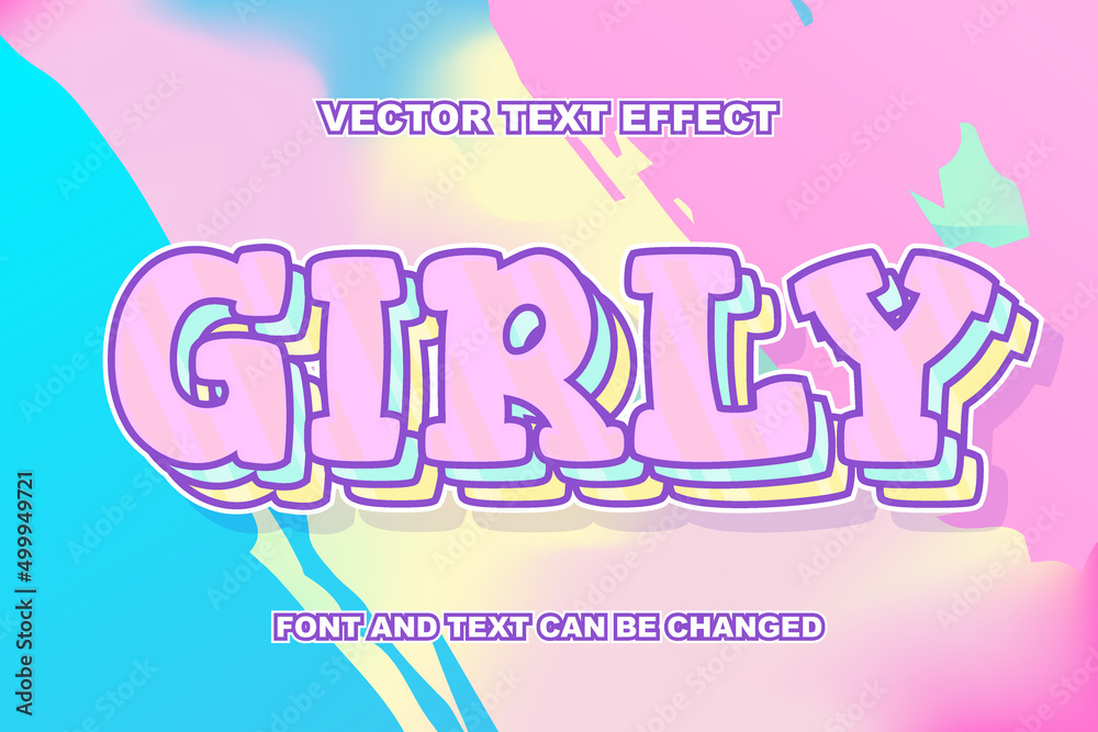 girly pink cute kawaii 3d editable text effect font style typography