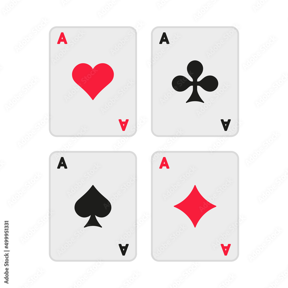 Four Aces Poker Playing Cards Set. Vector Four Aces Poker Playing Cards Set. Vector