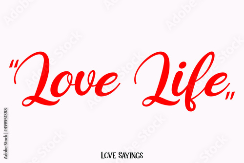 Love Life. in Beautiful Cursive Red Color Typography Text on Light Pink Background