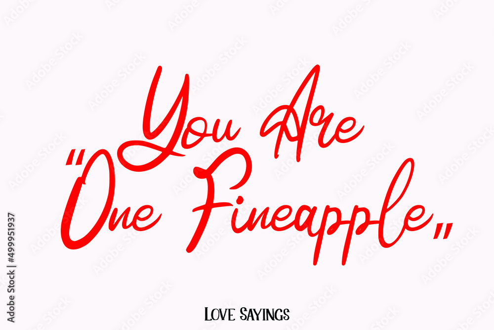 You Are One Fineapple in Beautiful Cursive Red Color Typography Text on Light Pink Background