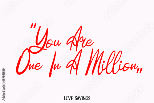 You Are One In A Million in Cursive Red Color Typography Text on Light Pink Background