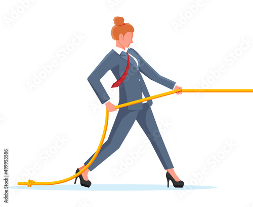 Businesswoman Pull of Rope
