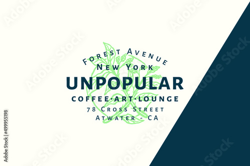 Unpopular Coffee Art Lounge Floral Vintage Logo