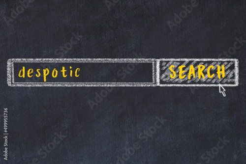 Search engine concept. Looking for despotic. Simple chalk sketch and inscription photo