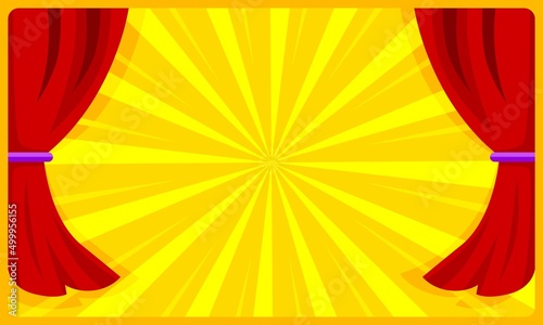 Comic cartoon yellow background with curtain illustration