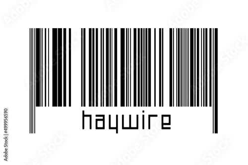 Barcode on white background with inscription haywire below photo