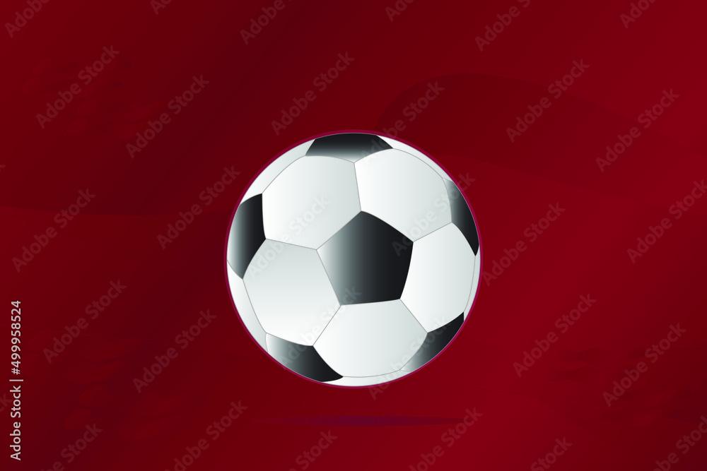 Football illustration in Maroon color background. Qatar Football World cop concept with abstract background Football illustration in Maroon color background. Qatar Football World cop concept with abstract background