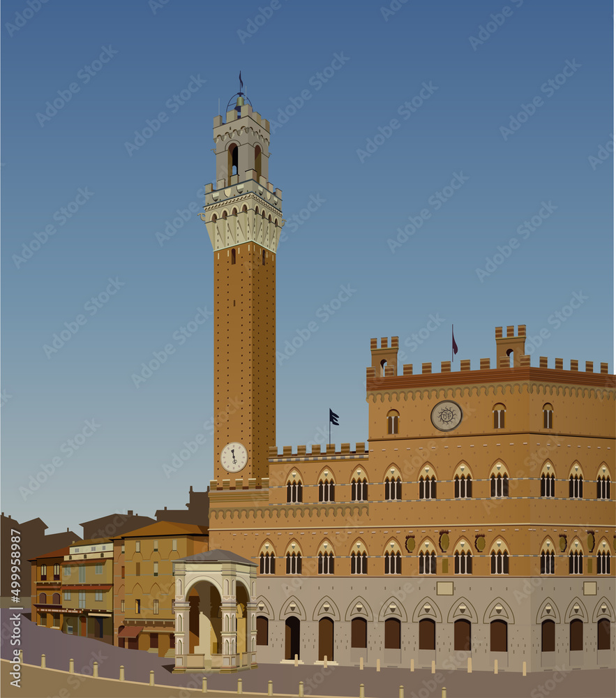 Florence, the center of the old city. Vector.